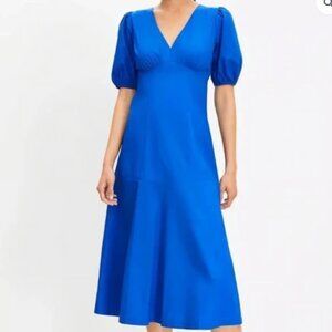 Loft Royal Blue Midi Dress with Tie Back in Size 2 Petite